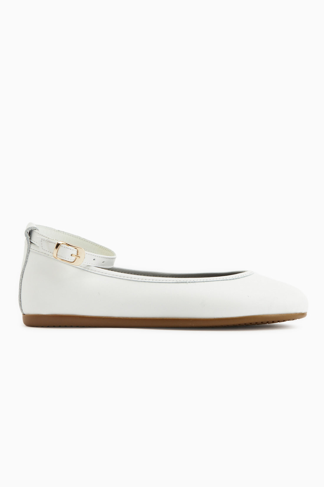 Genuine Leather White Belted Women’s Ballet Flats