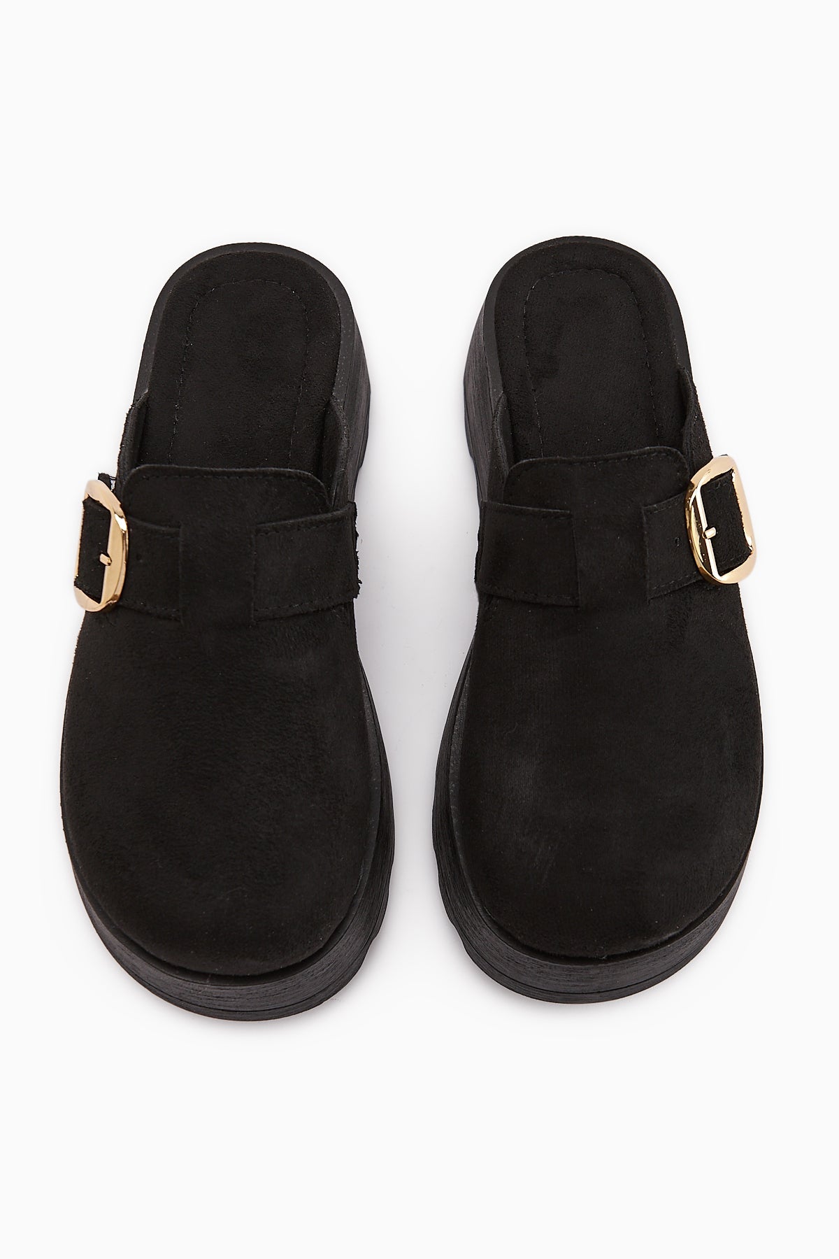 Clara Black Suede Buckled Women's Slipper