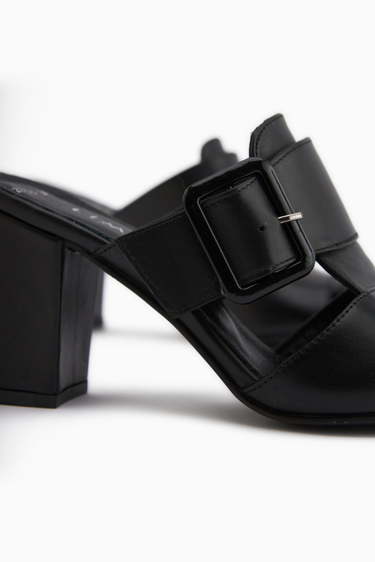 Ansa Genuine Leather Black Heeled Women’s Slippers
