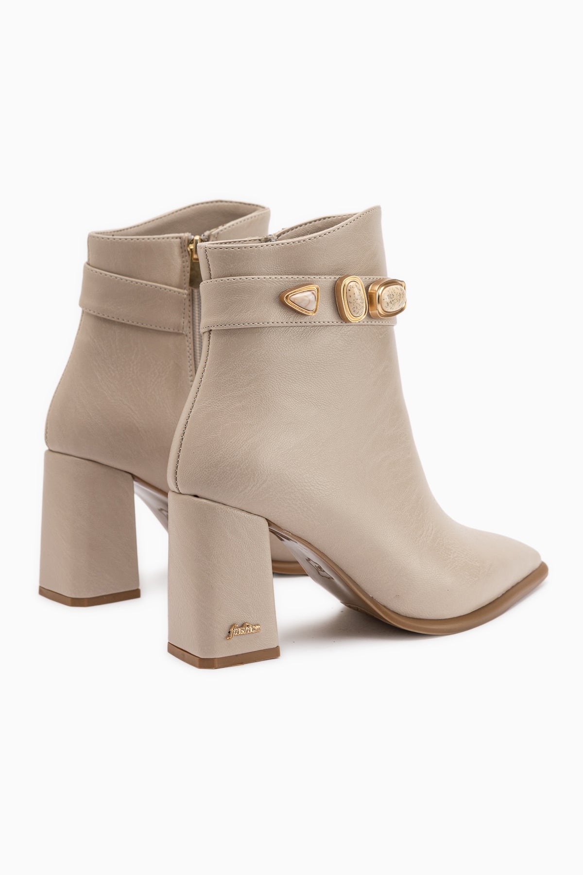 Loretta Beige Removable Cuff 2-in-1 Heeled Women’s Boots & Ankle Boots
