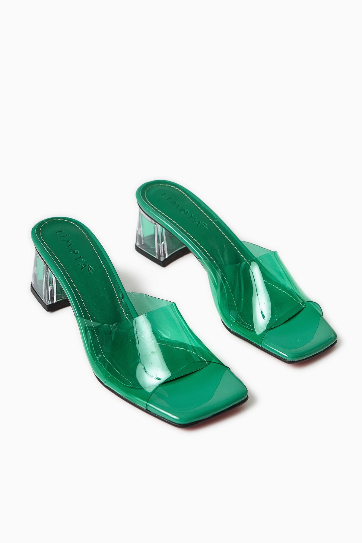 Persa – Green Transparent-Strap Transparent-Heel Slide (Women)