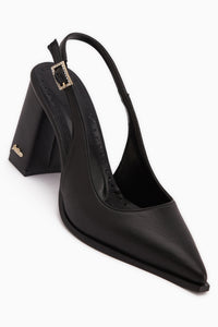 Essi Black Closed Toe Thick Heeled Women’s Shoes
