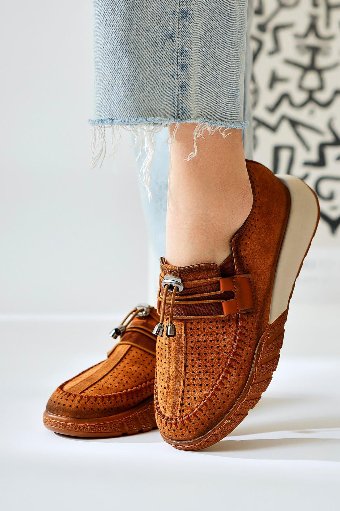 Allice Taba Suede Laser-Cut Casual Shoes