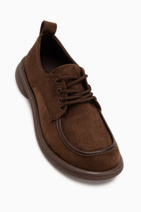 Charis Brown Suede Lace-Up Thick Sole Women’s Loafer