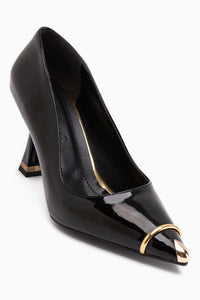 Lelia Black Patent Leather Detailed Women’s Heeled Shoes