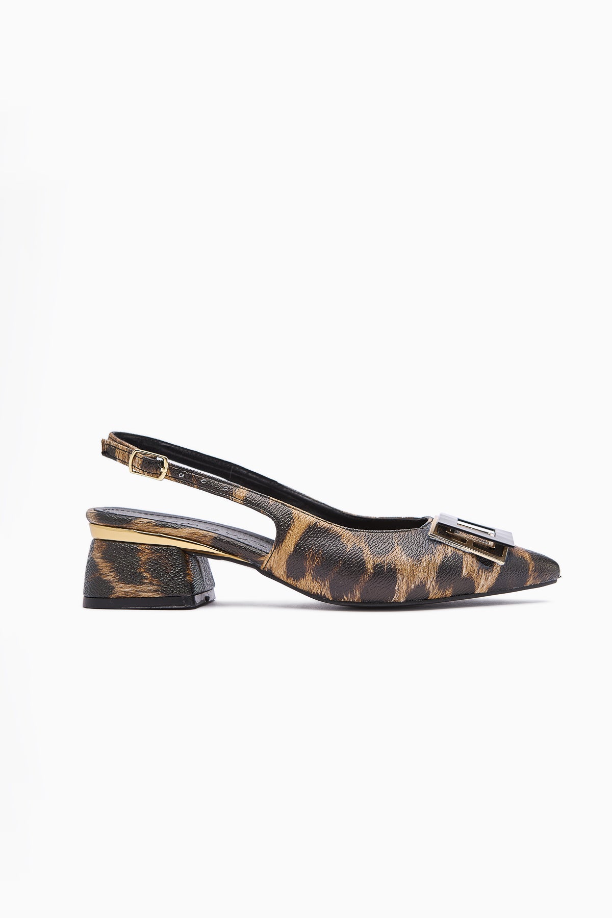 Tiana Leopard Print Buckled Heeled Women’s Shoes