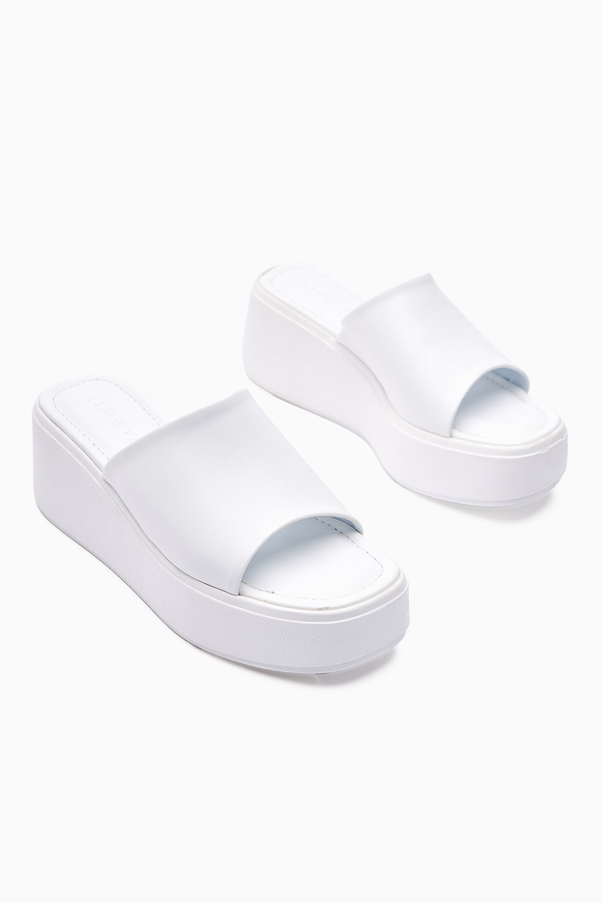 Kadra White Chunky Heel Women's Slides