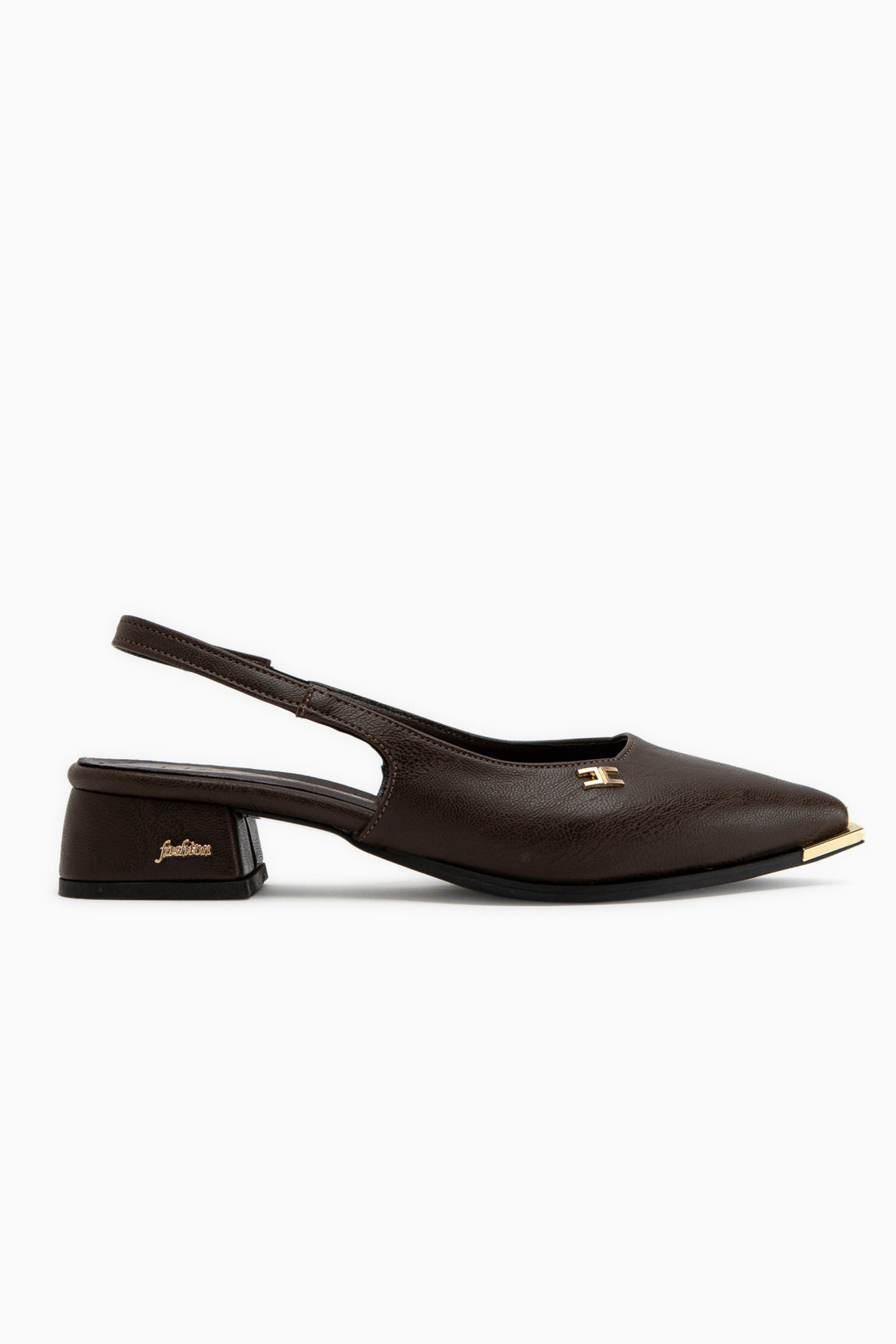 Norah Brown Elastic Short Heeled Women’s Shoes