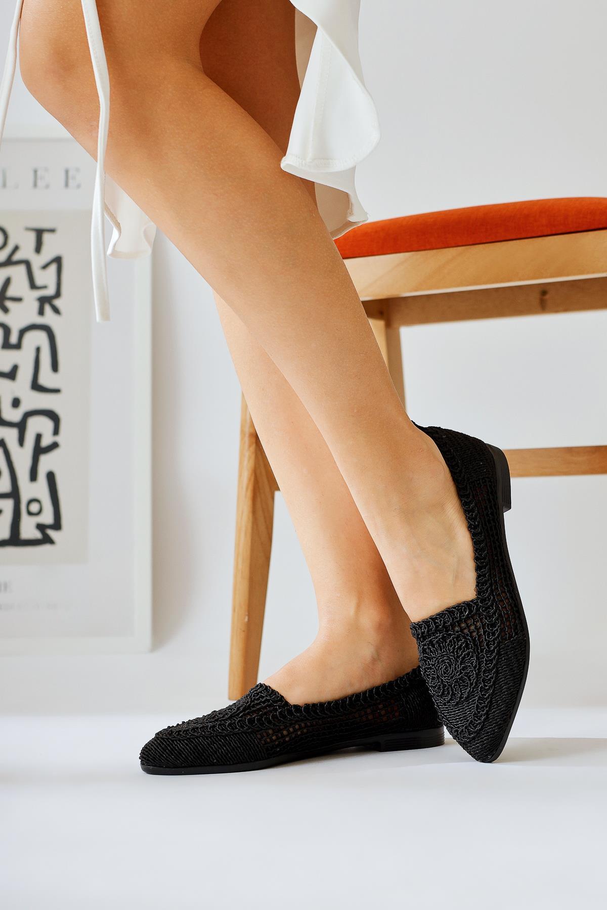 Joka Black Knitted Ballet Flats