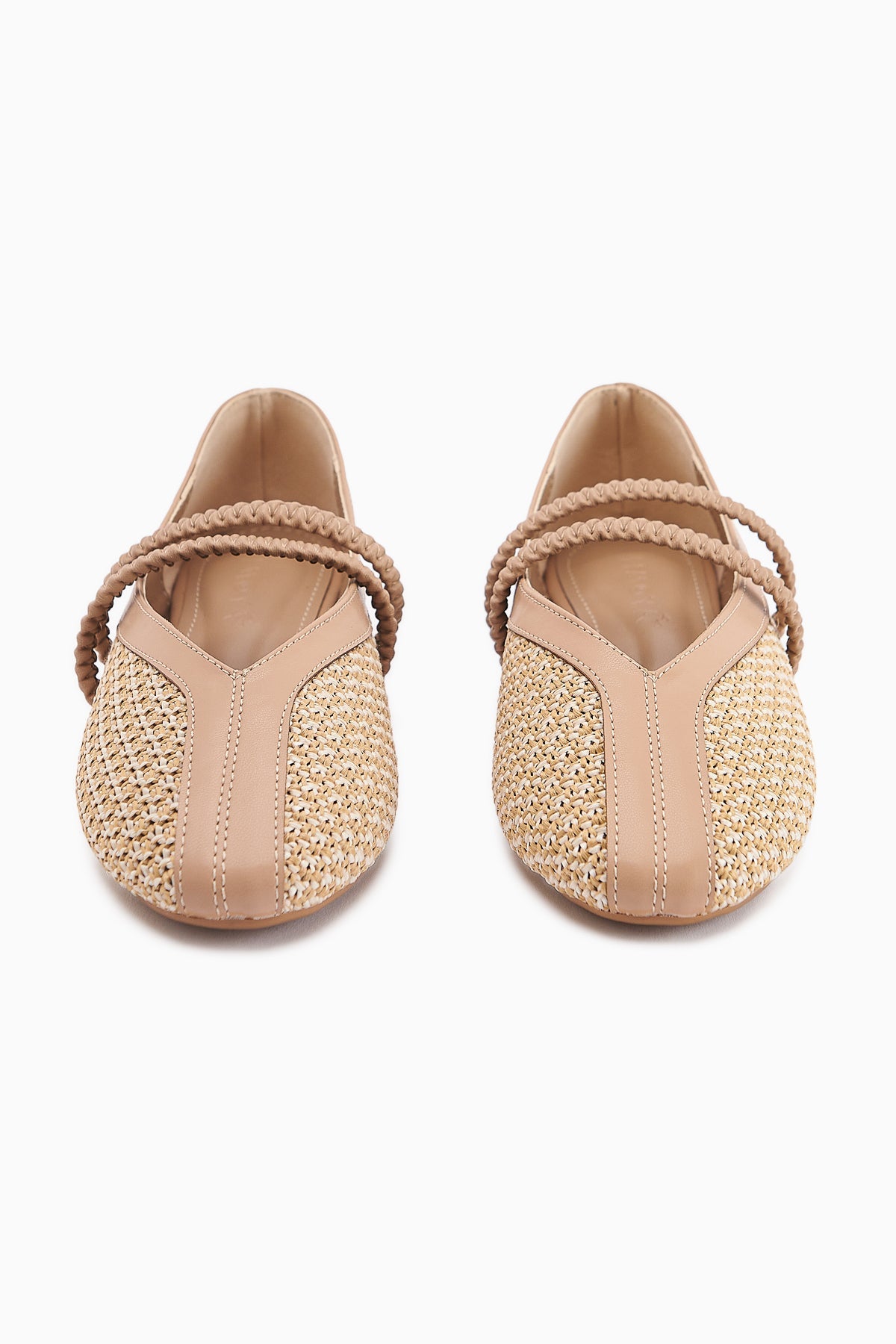 Gwen Beige Elastic Detail Women's Ballet Flats