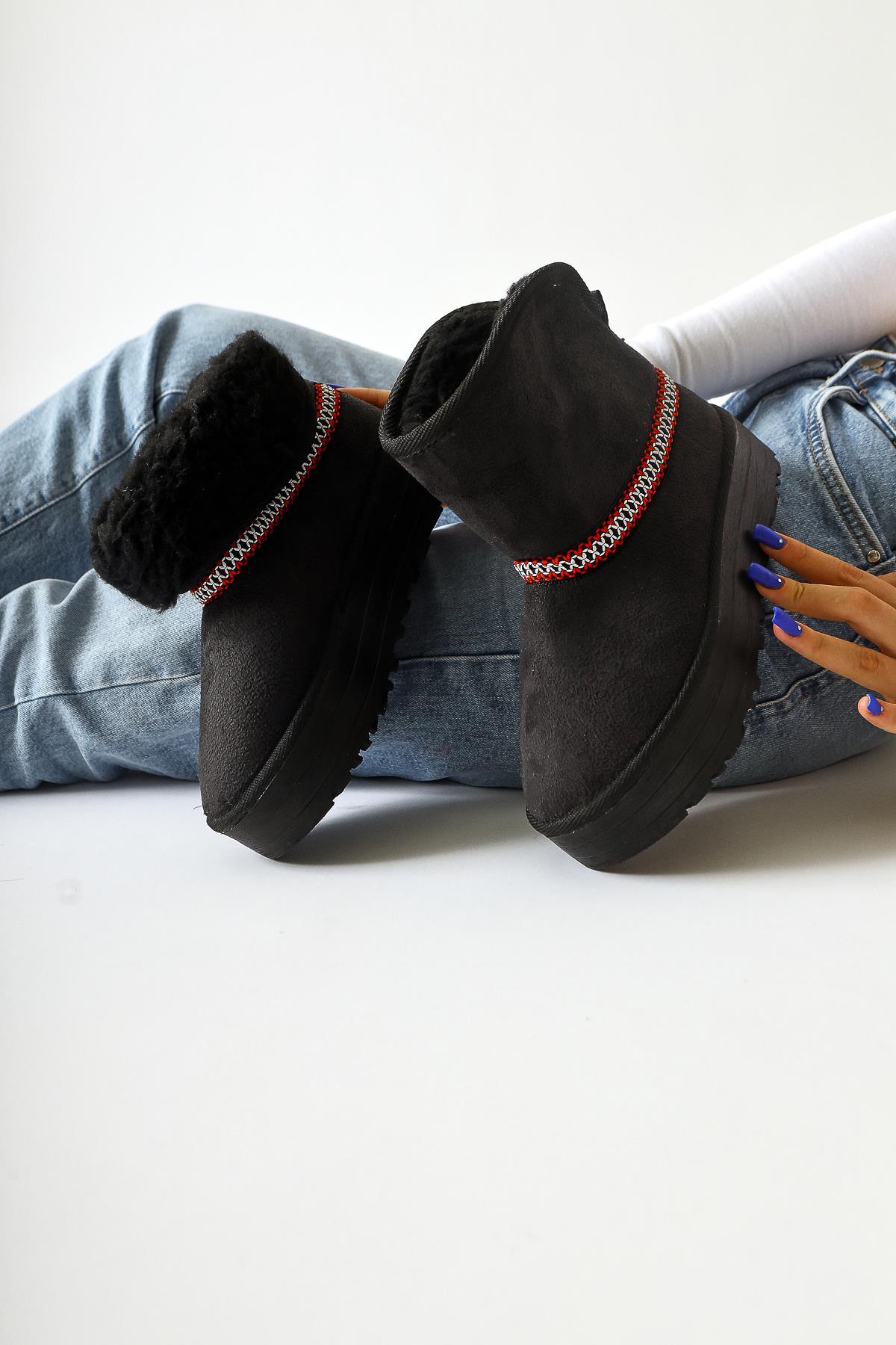 Sin – Black Foldable-Shaft Fur-Lined Suede Boot (Women)