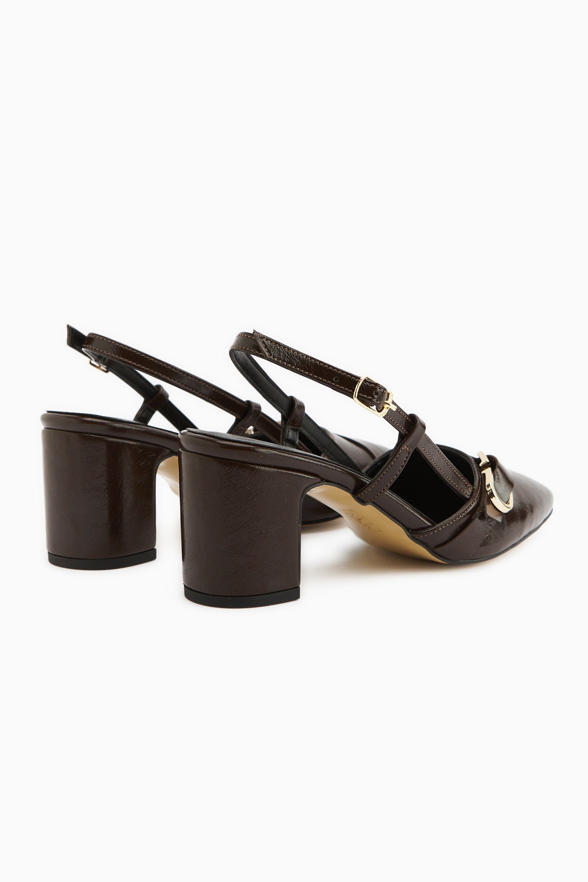 Judy Brown Metal Buckle Square Toe Women’s Heeled Shoes