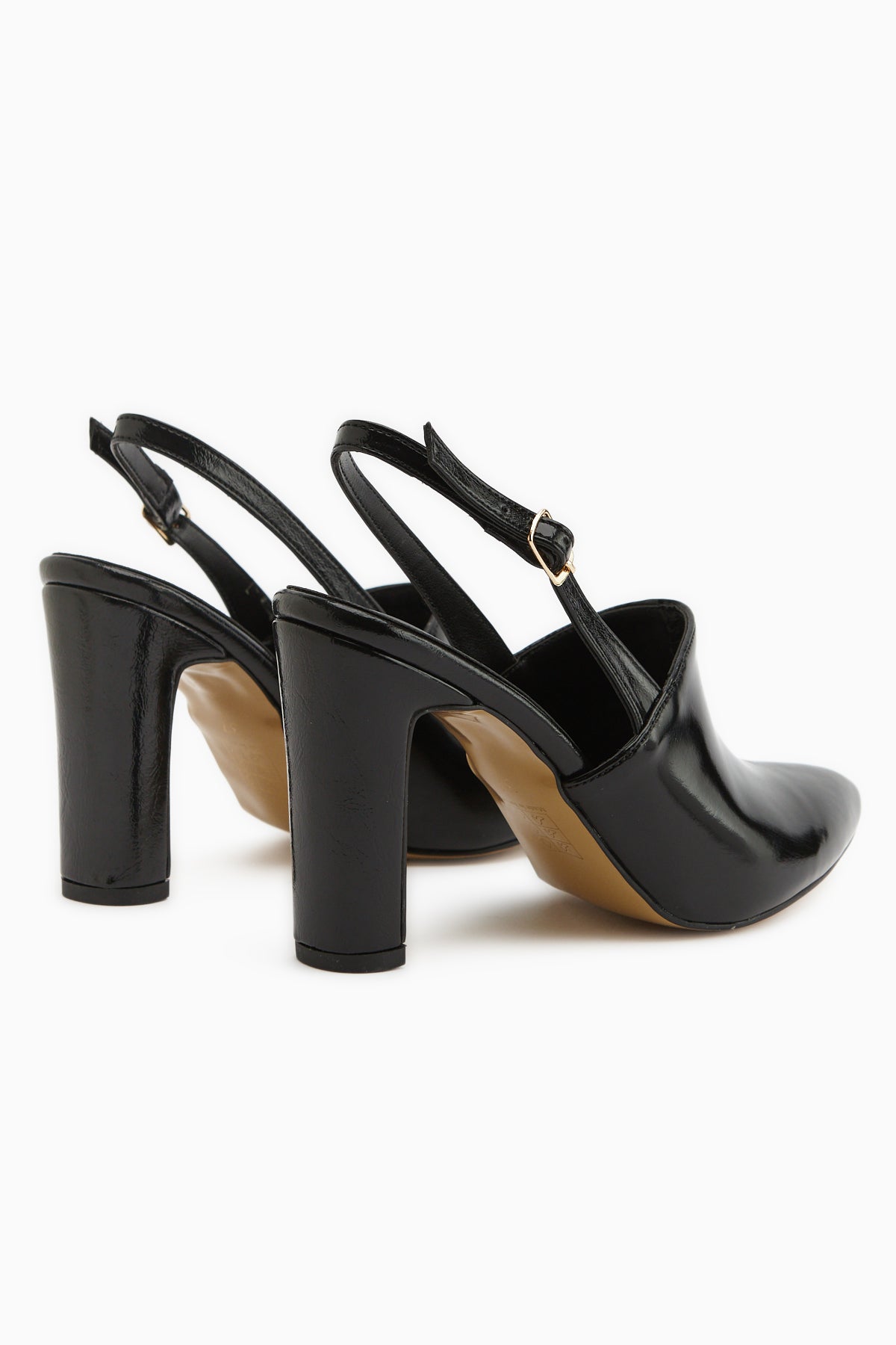 Maisa Black Pointed Toe Slingback Chunky Heeled Women’s Shoes