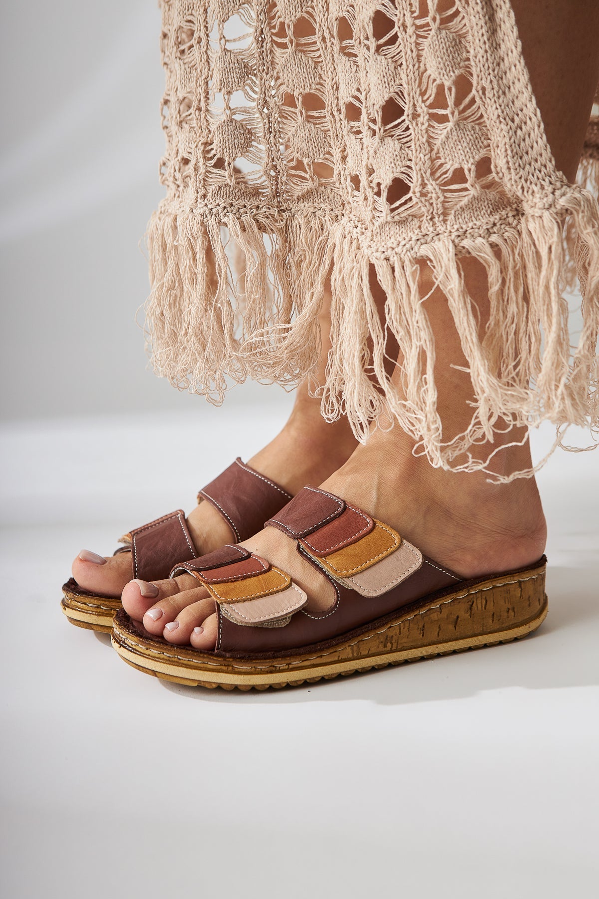 Kassid Genuine Leather Taba Comfort Slippers