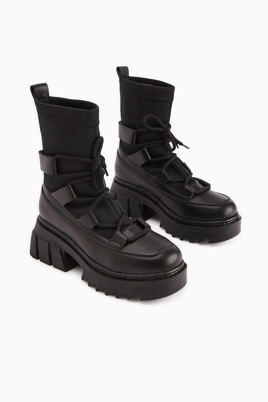 Casey Black Thick Soled Lace-up Women's Boot