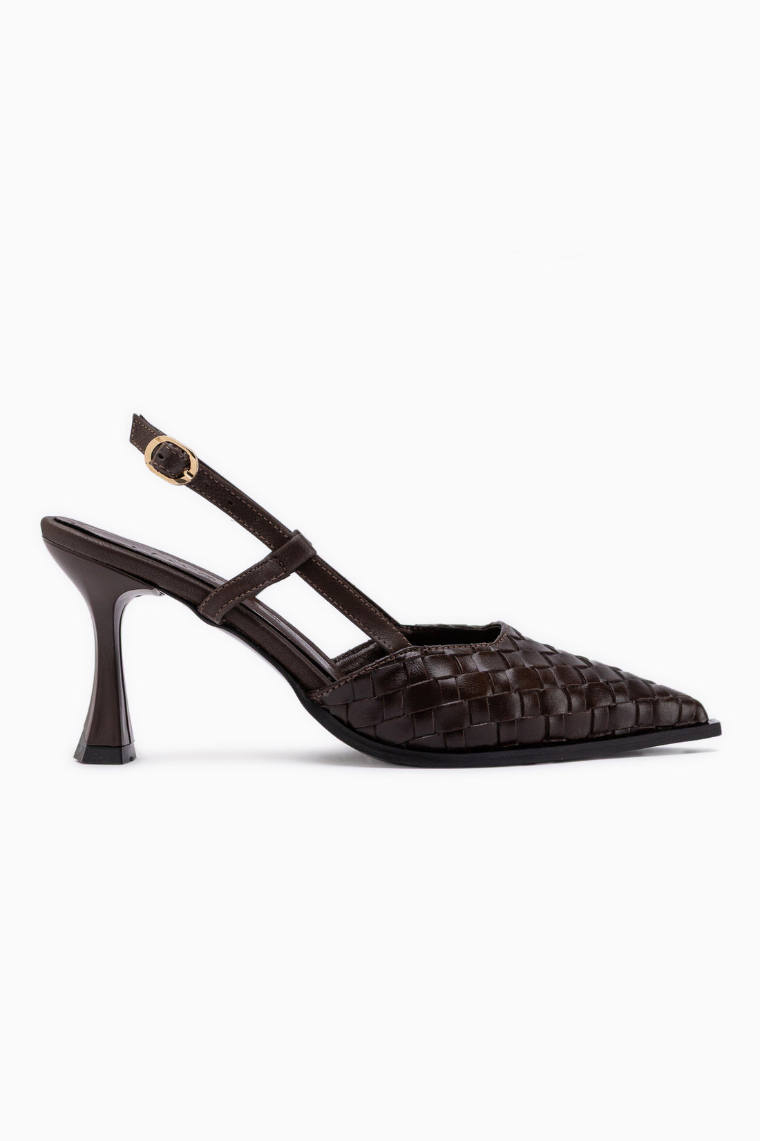 Neila Brown Woven Pattern Women’s Heeled Shoes