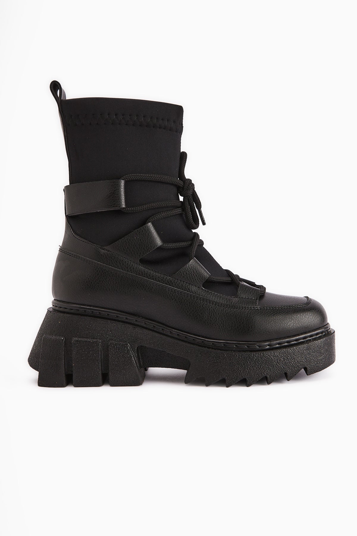 Casey Black Thick Soled Lace-up Women's Boot