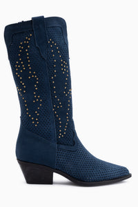 Neira Genuine Leather Blue Summer Western Women’s Boots