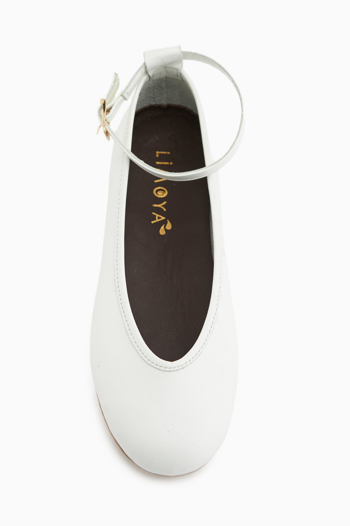 Genuine Leather White Belted Women’s Ballet Flats