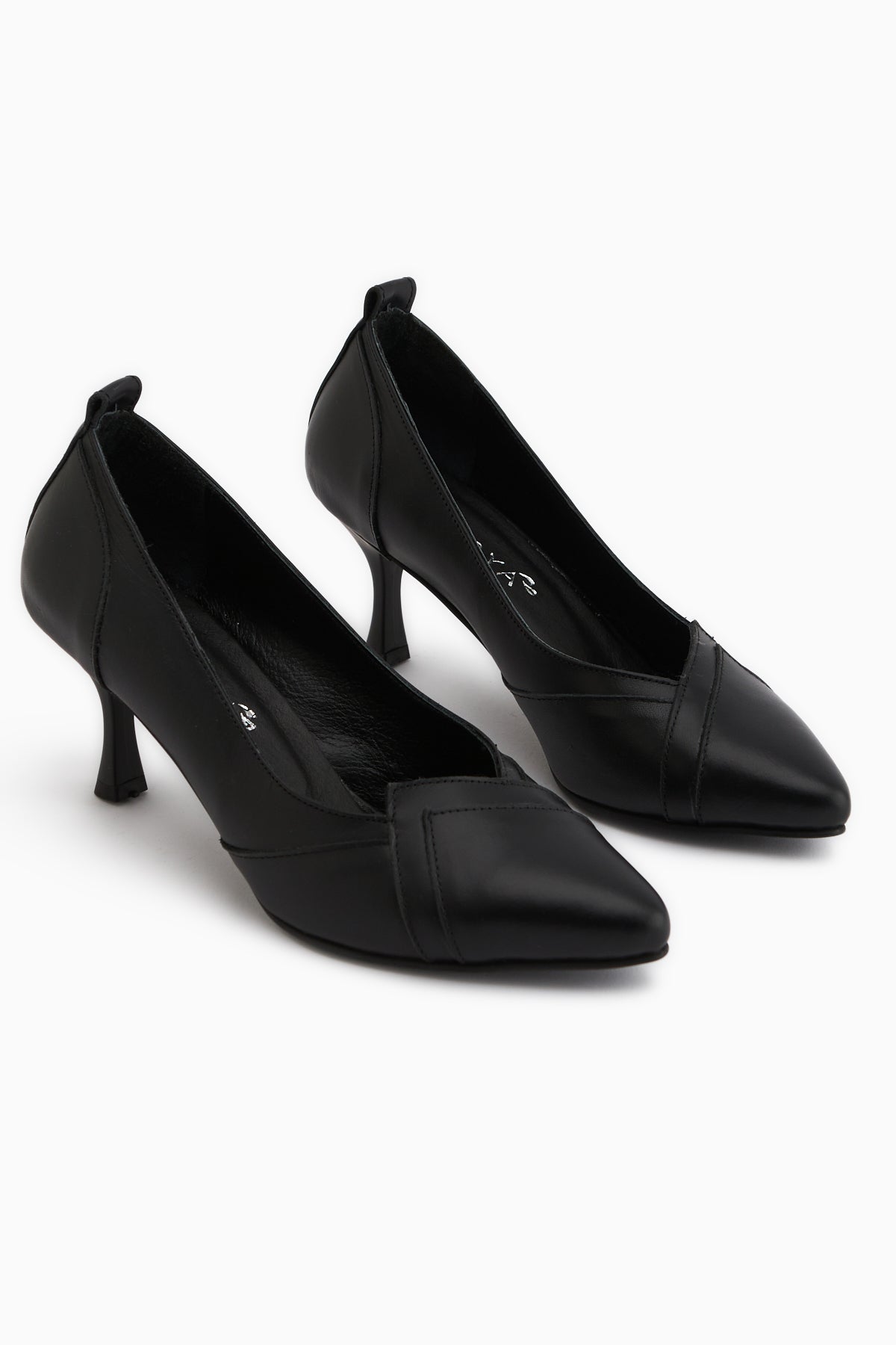Mirella Genuine Leather Black Heeled Shoes