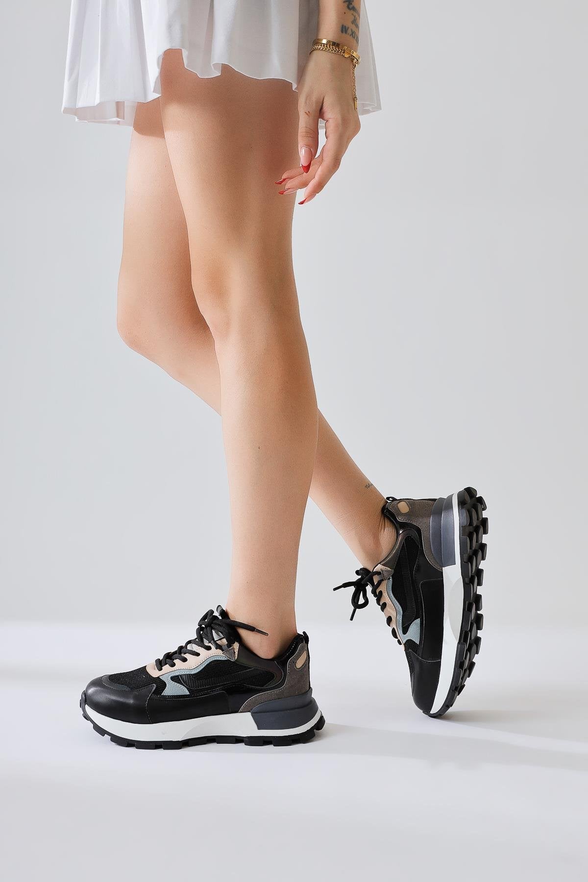 Shokat Black Suede High-Sole Lace-Up Sneakers