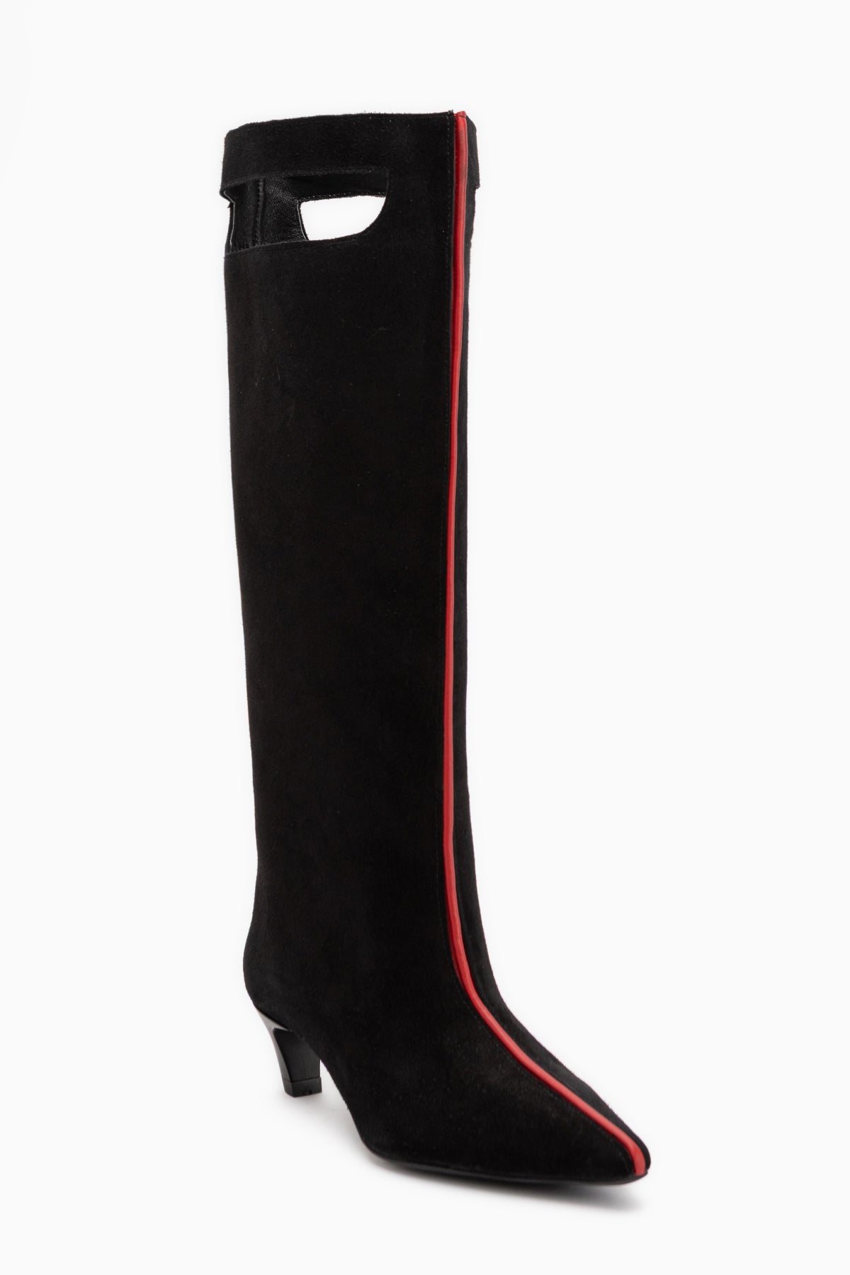 Gena Genuine Leather Black Suede Short Heeled Women’s Boots