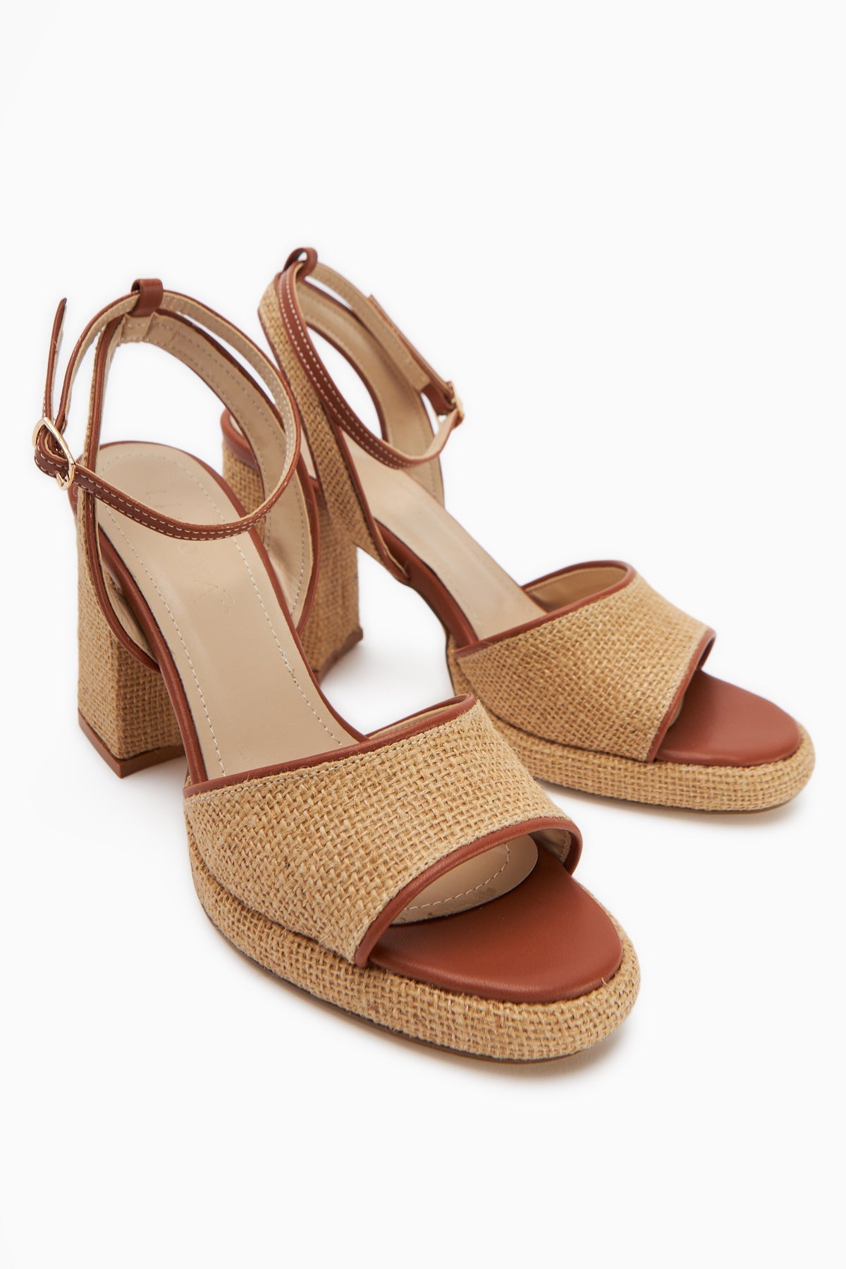 Kiana Straw Thick-Heeled Women's Sandals