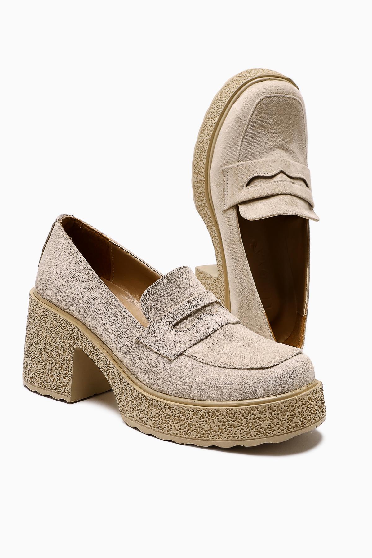 Boi Nude Suede Platform Casual Shoes