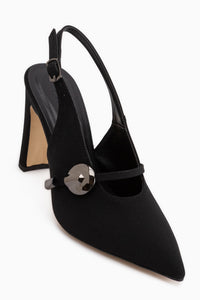 Sanita Black Suede Buckle Detailed Women’s Heeled Shoes