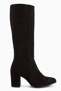 Tatum Black Suede Pointed Toe Mid Heeled Women’s Boots