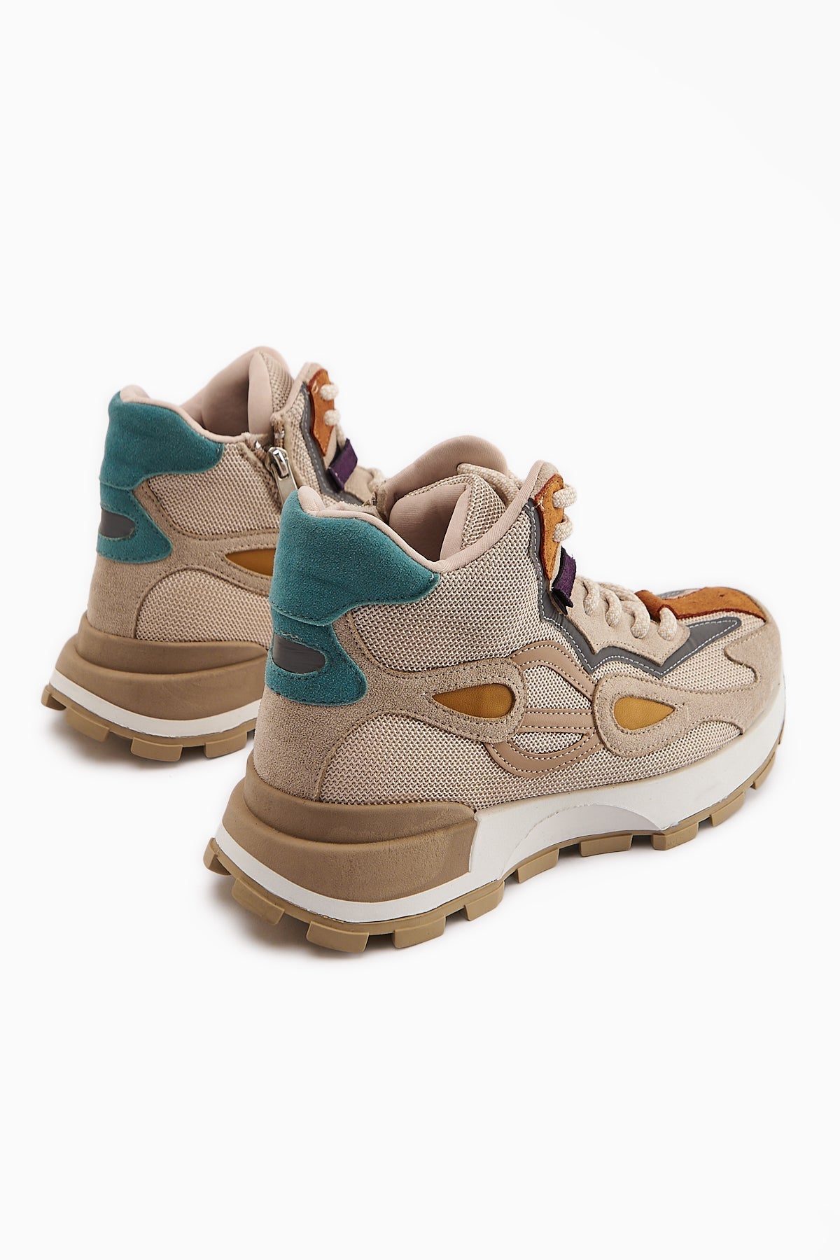 Emma – Nude Suede-Detail Lace-Up Sneaker (Women)