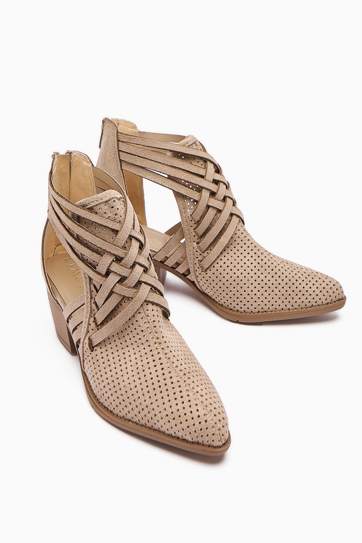 Kimia - Beige Zippered Block Heel Western Summer Boot (Women)
