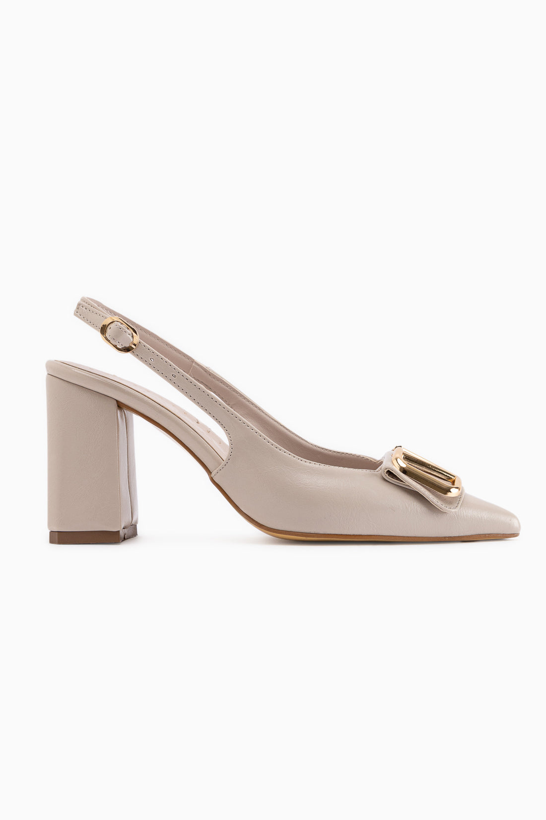 Rosemary Beige Buckle Detailed Women’s Heeled Shoes