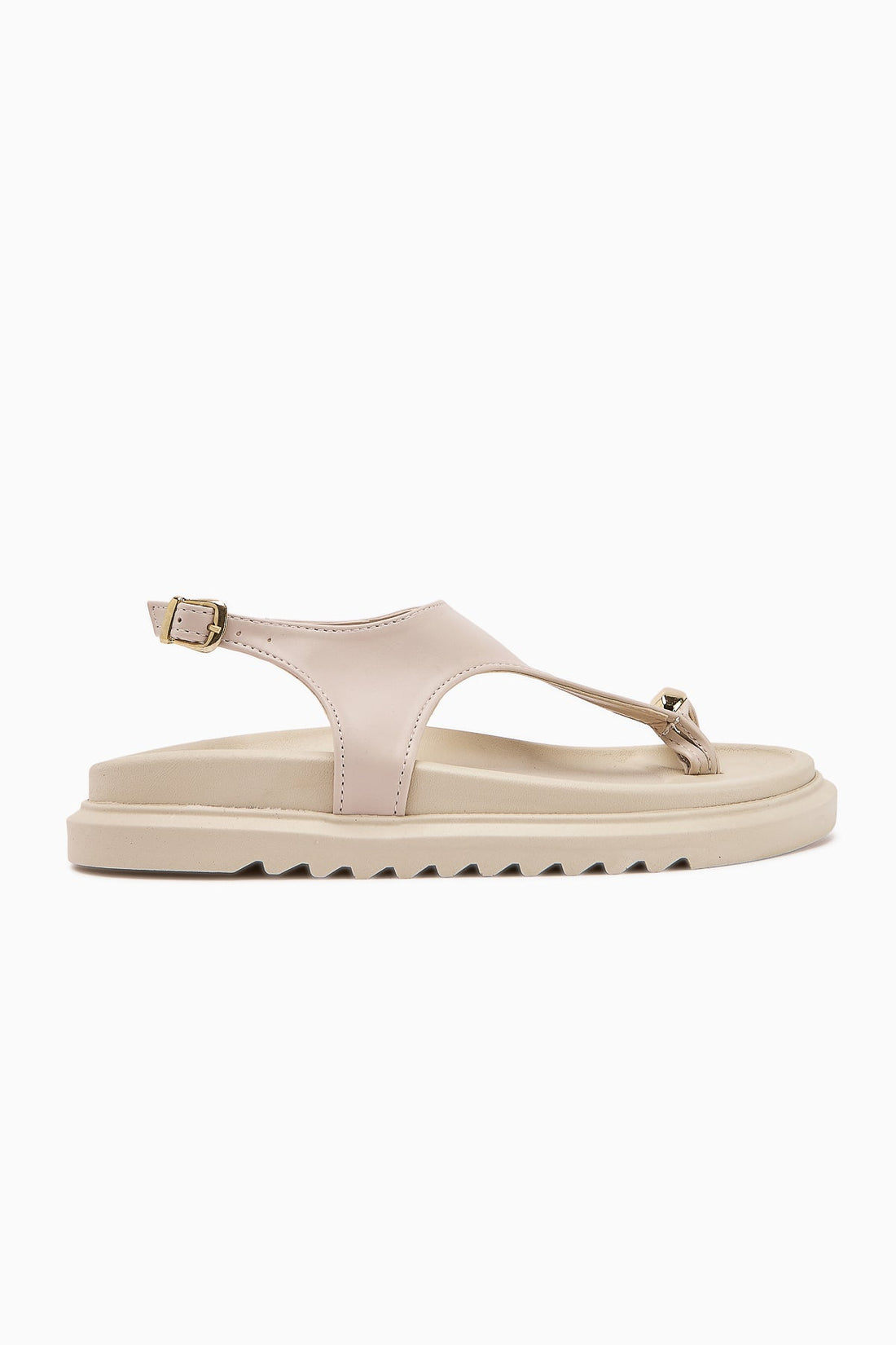Vanda Beige Buckle Thong Women's Sandals