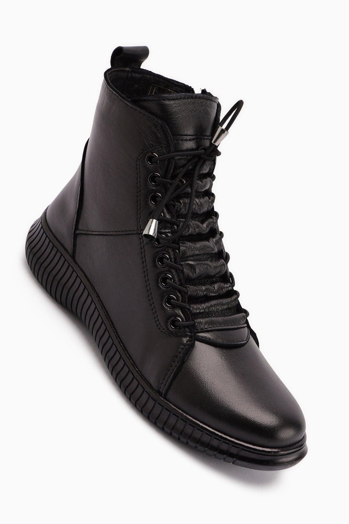 Jina Genuine Leather – Black Lace-Up Boot (Women)