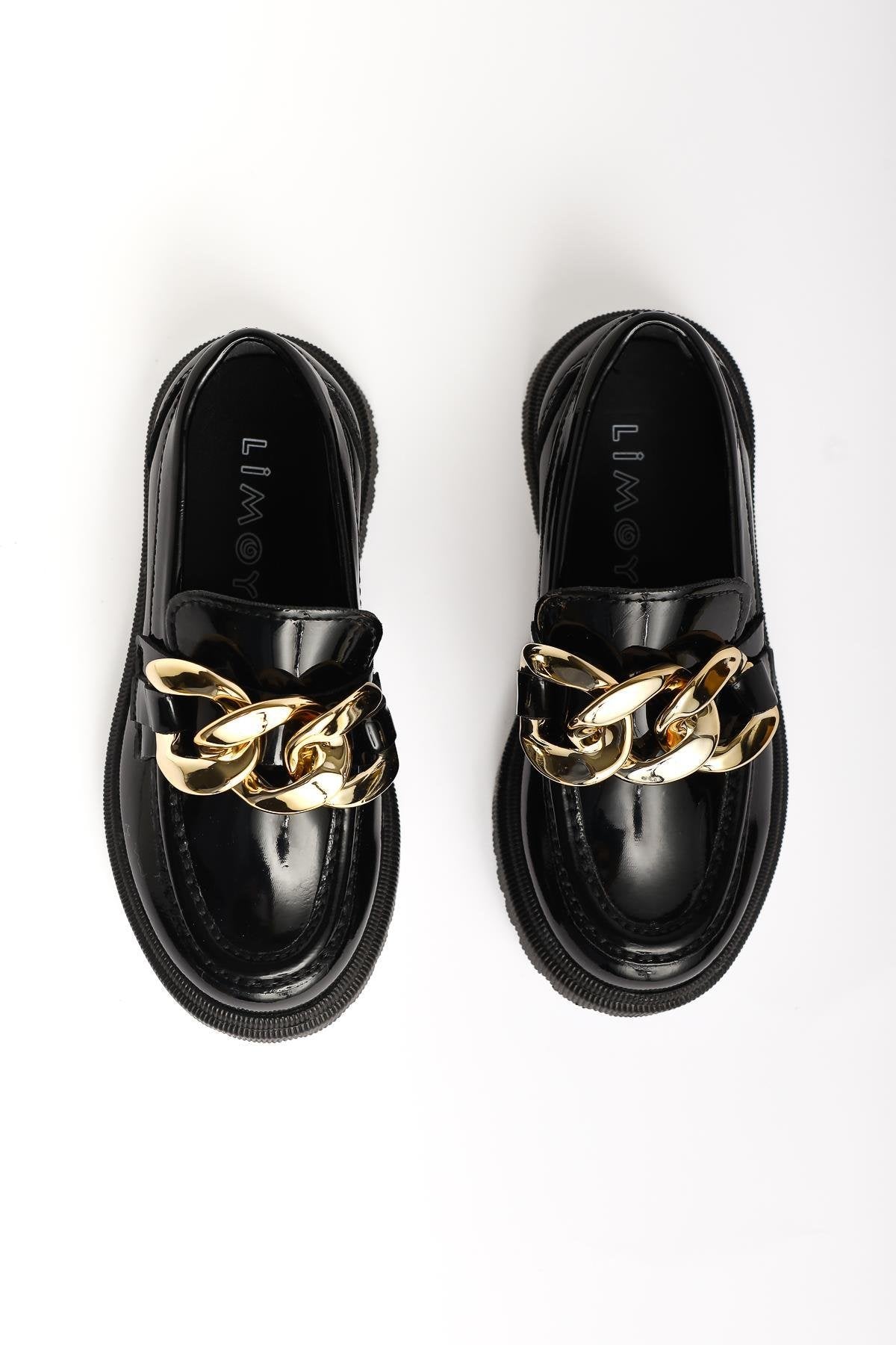 Janine – Black Patent Buckle-Detail Loafer (Kids)