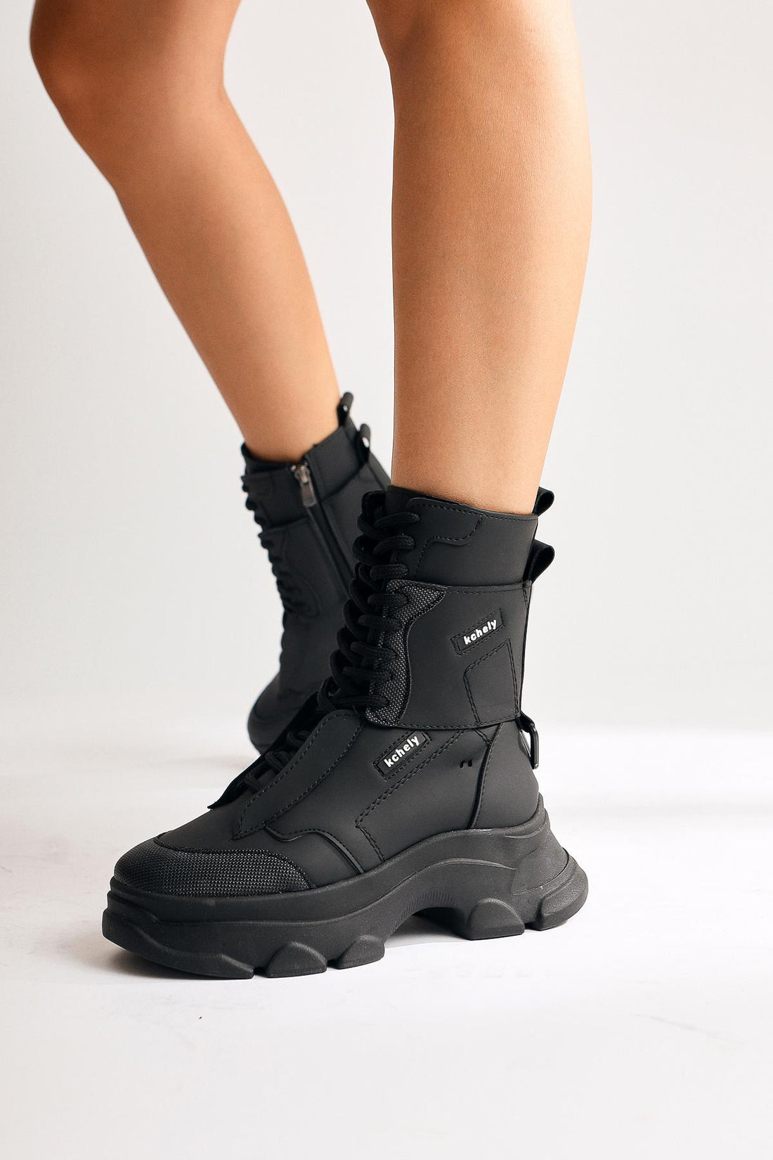 Arline – Black Lace-Up Combat Boot (Women)