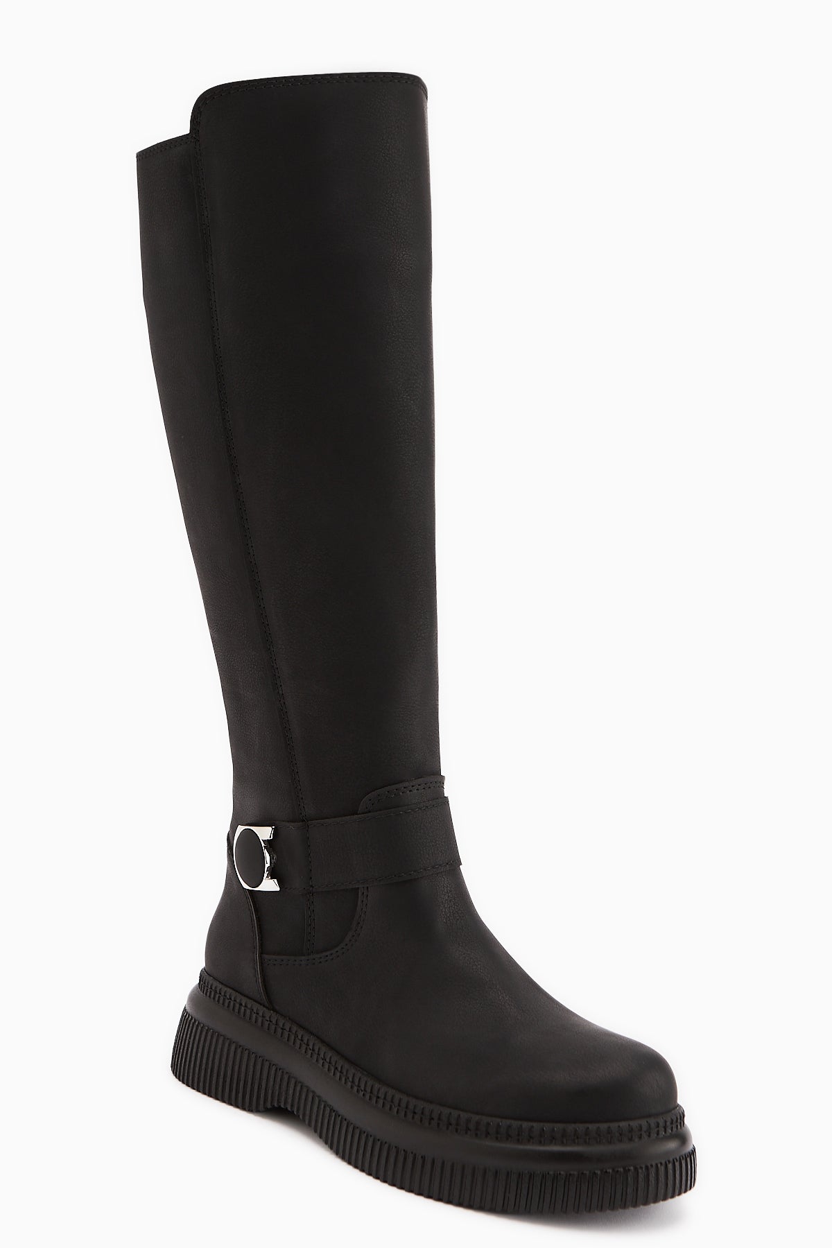Juliah Black Buckle Detailed Zippered Boots