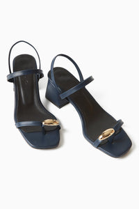Selenya Navy Thong Sandals with Buckle Detail for Women