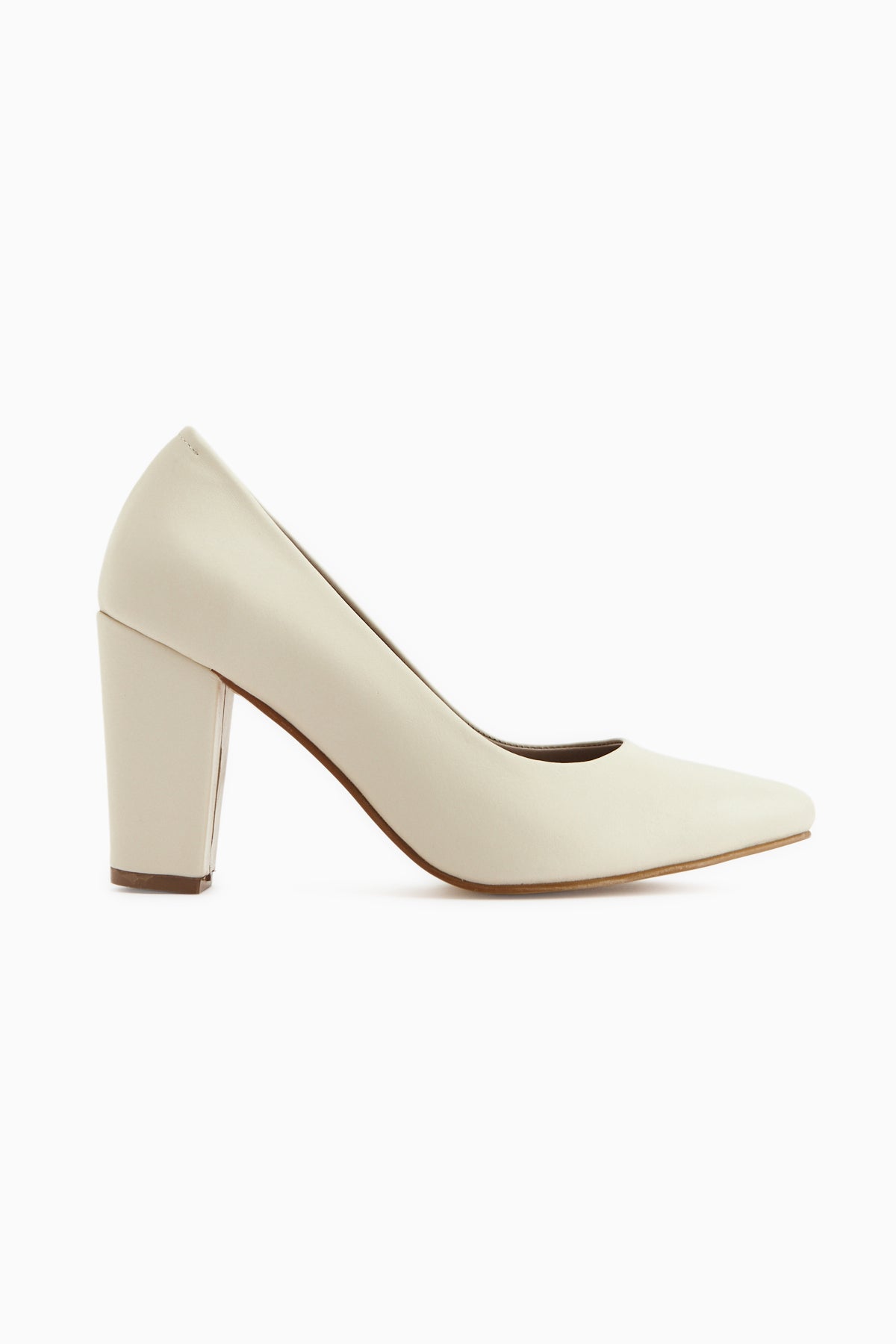 Emily Genuine Leather Beige Thick Heeled Women’s Shoes