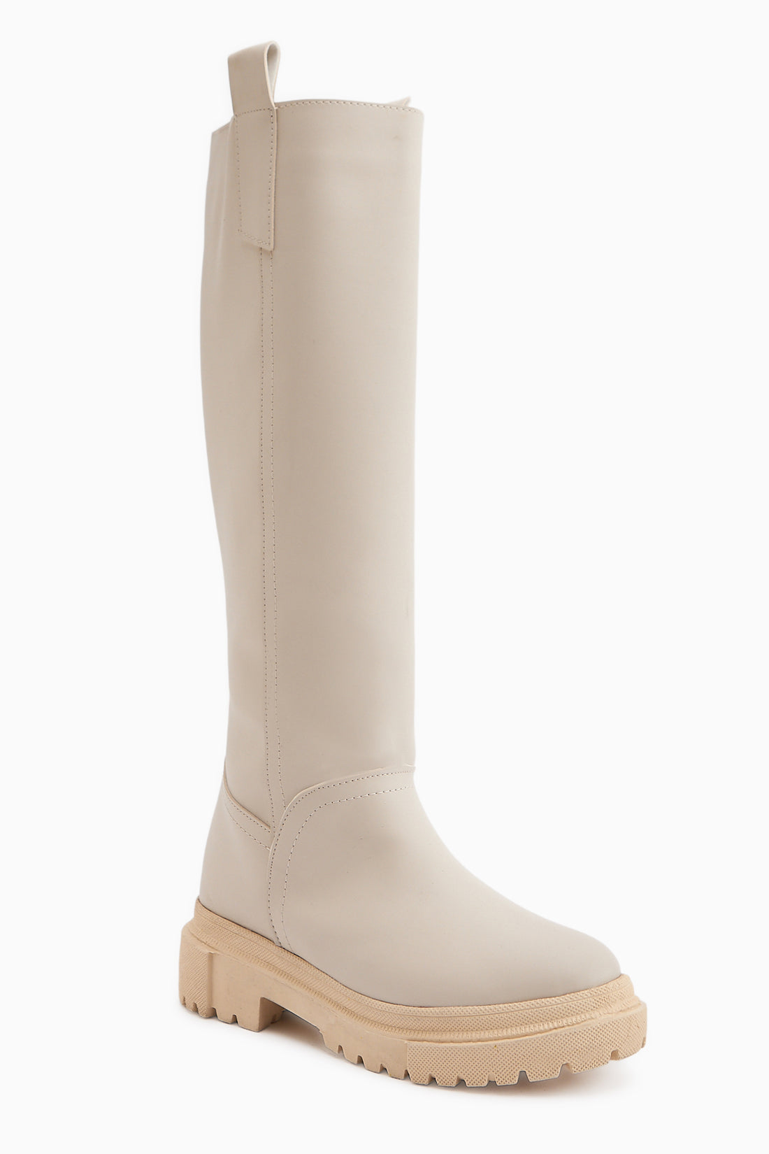 Dayna Beige Thick Sole Ankle Boots
