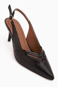 Olive Black Buckled Slim Heeled Women’s Shoes