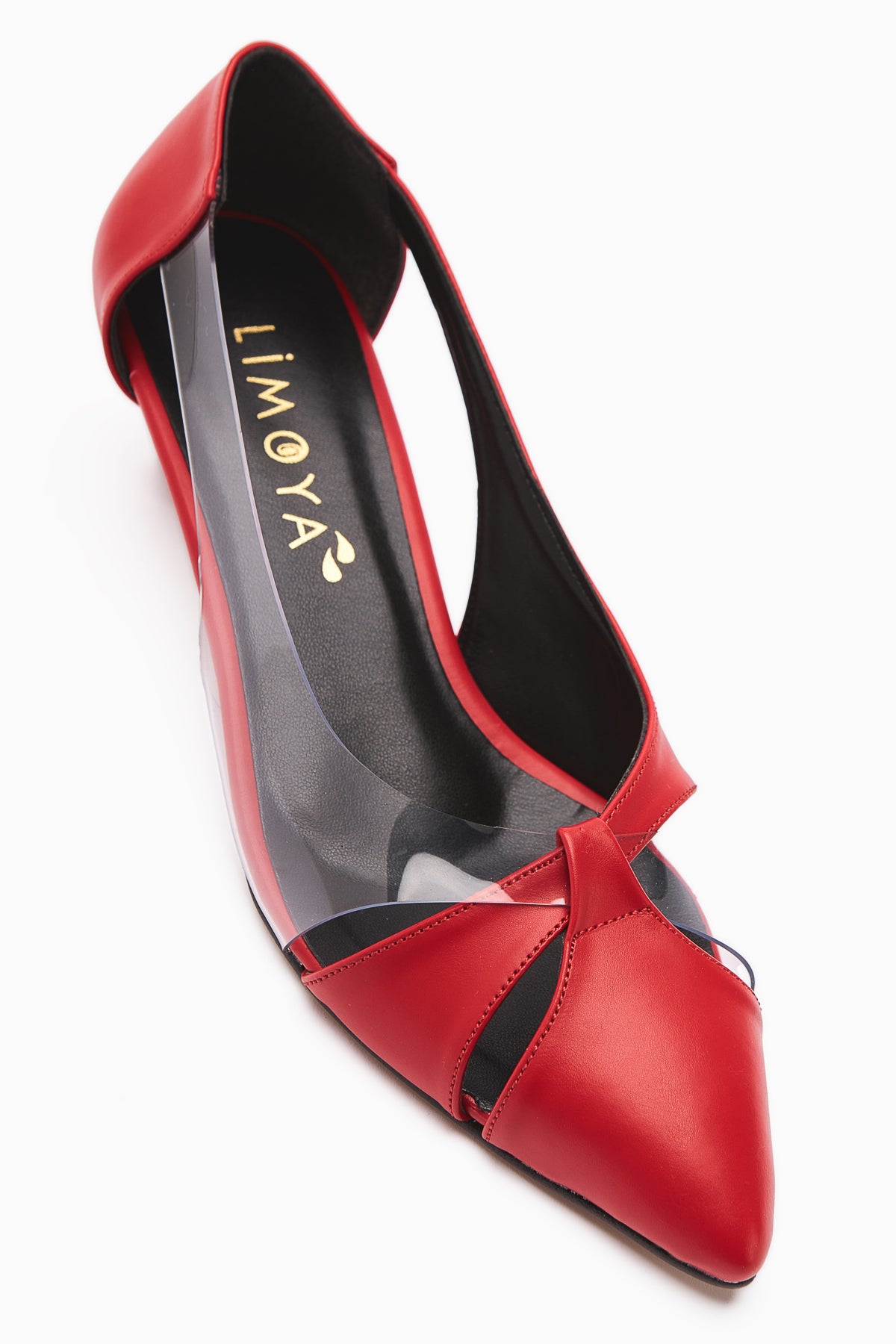 Fenja Red Transparent Edged Short Heeled Shoes