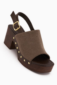 Cindy Brown Suede Platform Heeled Women’s Sandal