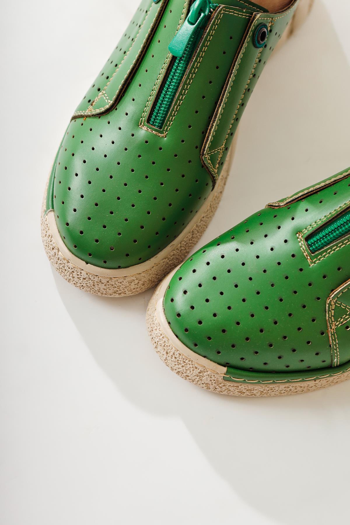 Melonie Green Laser-Cut Zip-Up Everyday Shoes
