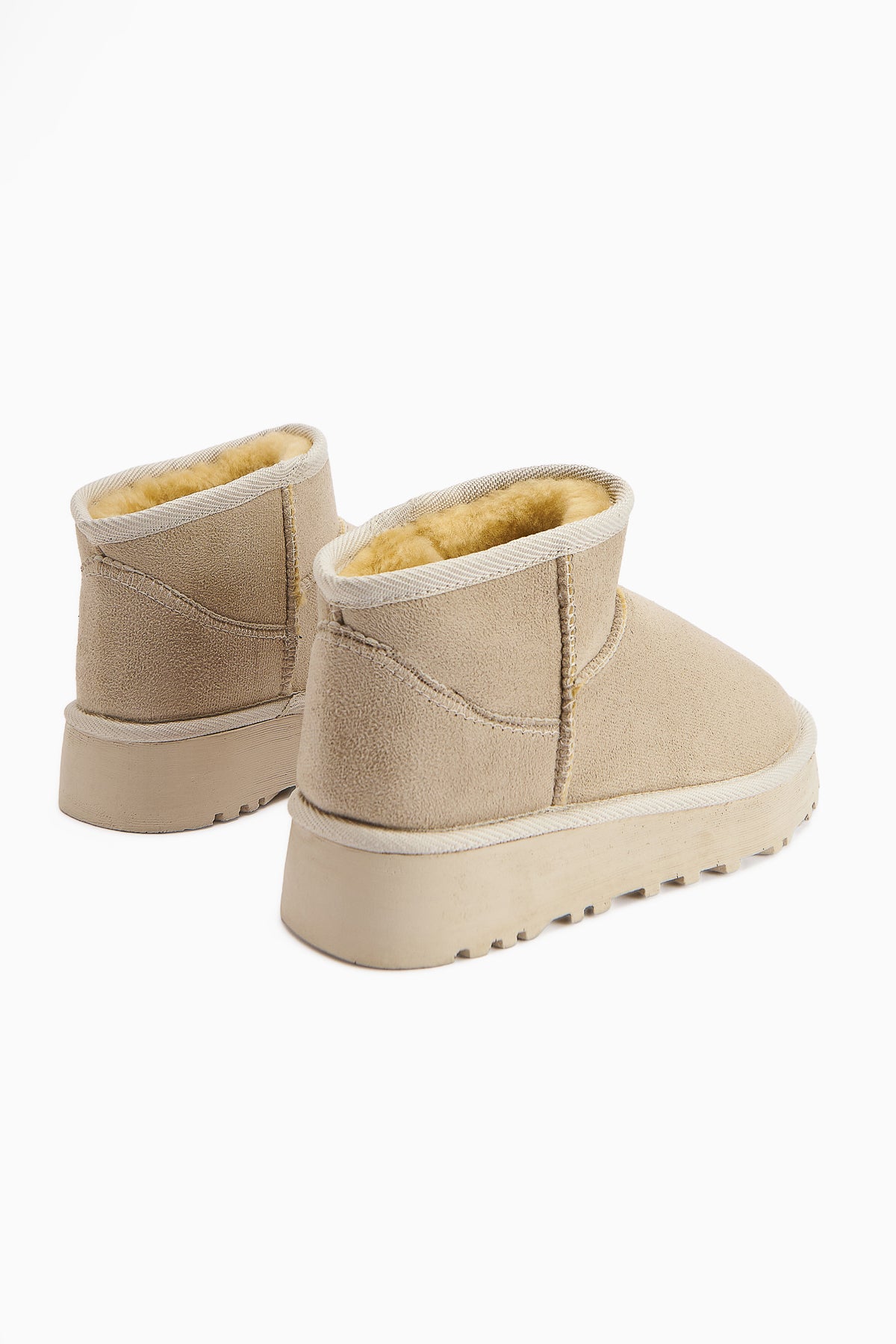 Lilly-Anne Beige Suede Short Fur Lined Women’s Boots