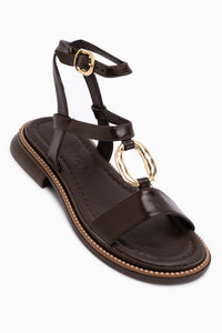 Theres Brown Buckle Detailed Ankle Strap Women’s Sandal
