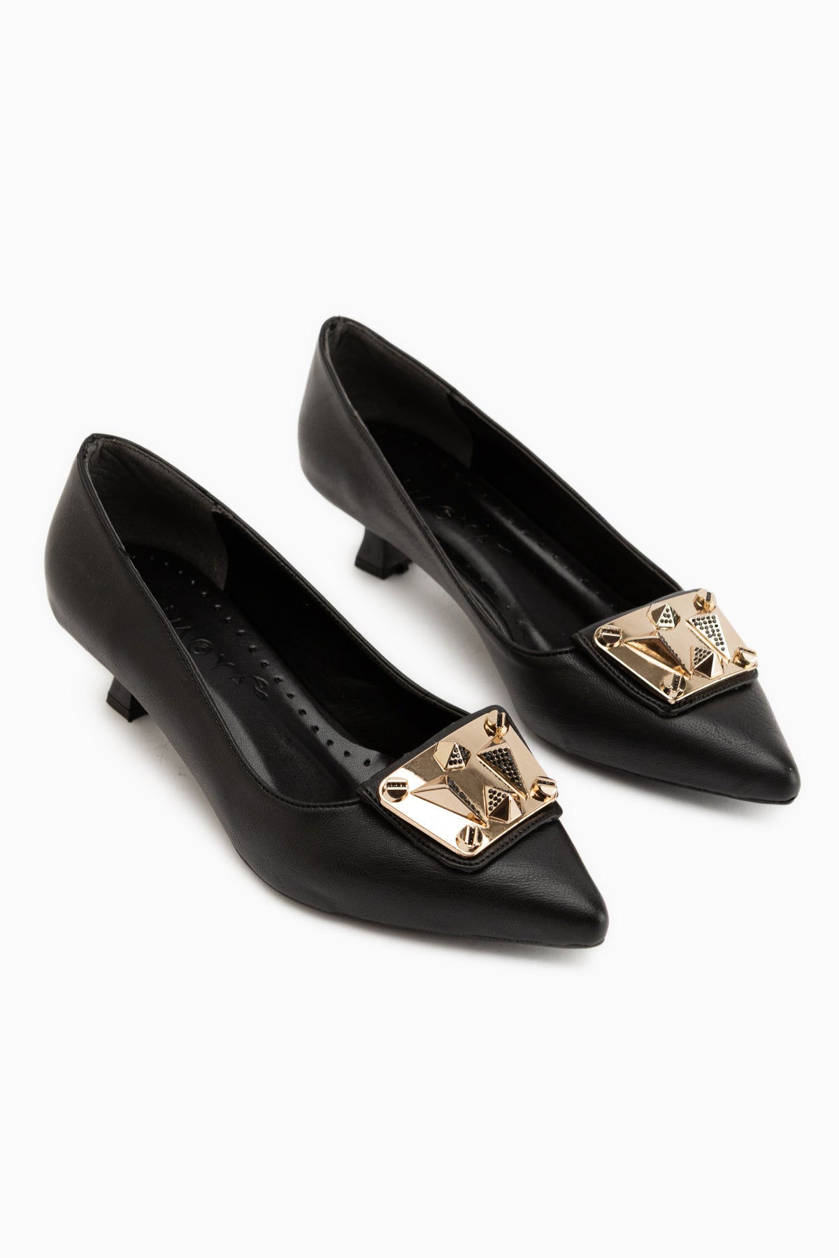 Juliet Black Buckled Short Heeled Women’s Shoes