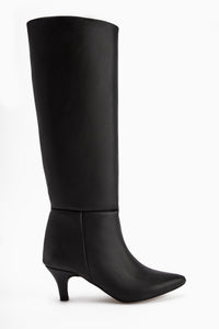 Milika Black Pointed Toe Short Heeled Ankle Boots
