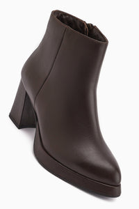 Gaby Genuine Leather – Brown Platform-Heeled Boot (Women)